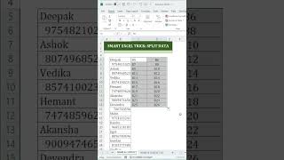 Split Name & Mobile Number into Separate Columns in Excel!🔥#exceltips #shorts #globalcomputerworld