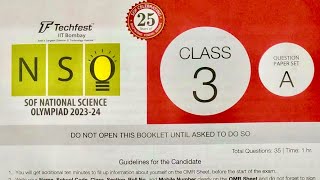 2023-24 Class 3 NSO paper with answers | SOF science Olympiad solved question paper grade 3 | NSO