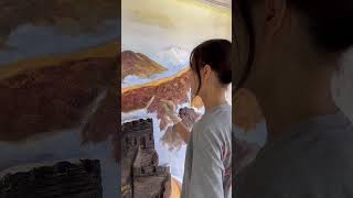 触摸斑驳的砖石仿佛握住千年光阴这一眼便是万里山河的心跳#浮雕壁画万里长城 #壁画师#浮雕 #浮雕壁画小妍#百画齐放艺术