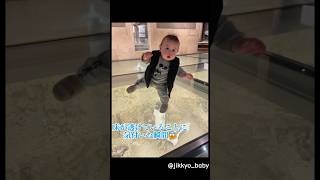 Baby panics when he realizes the floor is see-through #baby #babyshorts #baby #funny #parenting m...