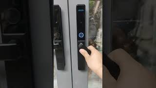 Slim aluminum lock installation example. IPX5 waterproof no fear of rain. #digitallock #smartlock