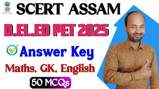 SCERT Assam D.EL.ED Pre Entry Test 2025 | MCQs Analysis