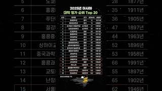 2025년 아시아 대학교 평가 순위 ㅣ서울대는 몇 위?