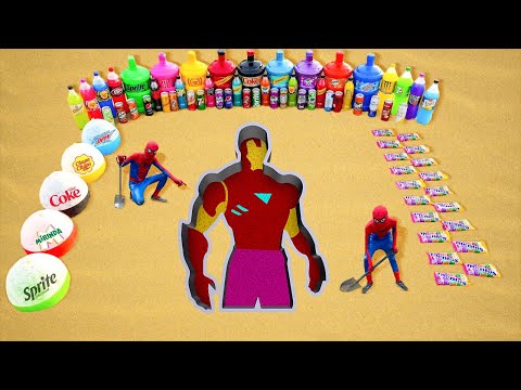 How to make Iron Man with Orbeez, Balloons Soda, Giant Fanta, Mtn Dew, Coca Cola vs Mentos