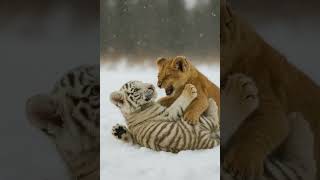 Tiger and Lion Cub From Growls to Giggles in the Snow