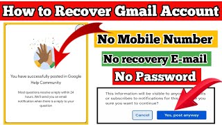 how to recover gmail account without phone number and recovery email || #techmoeen
