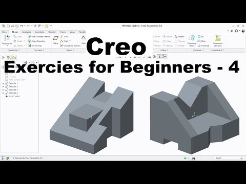 Creo Part Modeling Tutorial for Beginners |  Creo Practice Exercises - 4