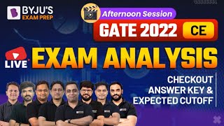 GATE 2022 CE Question Paper Discussion | Afternoon | Answer Key, Expected Cut off & Paper Pattern