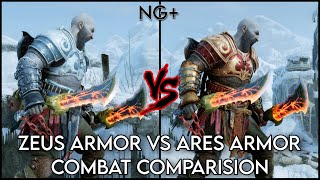 ZEUS ARMOR VS ARES ARMOR COMBAT COMPARISON | GOD OF WAR RAGNAROK NG + | GMGOW