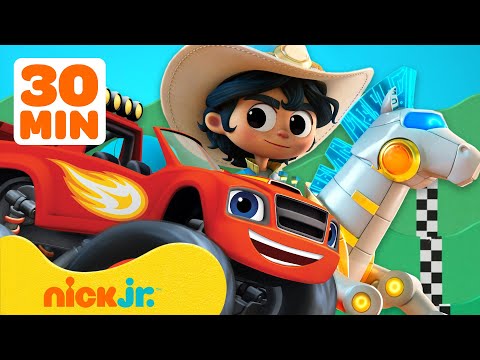 Kid Cowboy & Blaze Race to the Finish Line! 🏁 #1 | Games For Kids | Nick Jr.