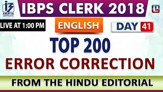 Top 200 | Error Correction | IBPS Clerk 2018 | English | Day 41 | 1:00 PM