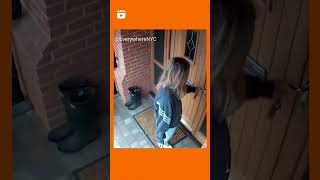 Dog walks HER 😂 -#lol #quicklaff #quicklaugh #doghumor#fall #surprisevideo