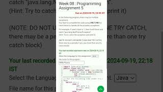 Nptel programming in Java week 8 programming assignment 5 solution #nptel#java#aboutcomputercode