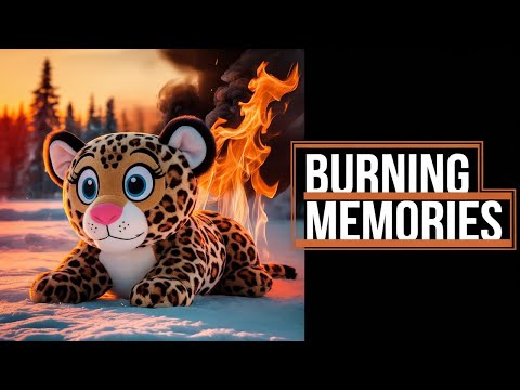 Burning a Childhood Stuffed Animal Leopard