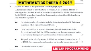 Linear Programming || Mathematics Paper 2 2024 Internal exam ECZ