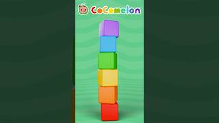 Learn Colors 🟥🟧🟨🟩🟦🟪 with Blocks! Uh oh! Don't knock the tower down! #shorts #cocomelon