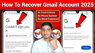 How To Recover Gmail Account Without Phone Number And Recovery Email | Gmail Account Recovery 2025