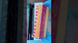 Honey + Raspberry Soap! #soapcutting #soapmaker #soap #soaps #cpsoap #soapshop #soapshare #soaping