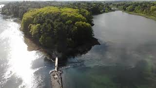 Drone aerial video of Wiggly Bridge & Steedman Woods