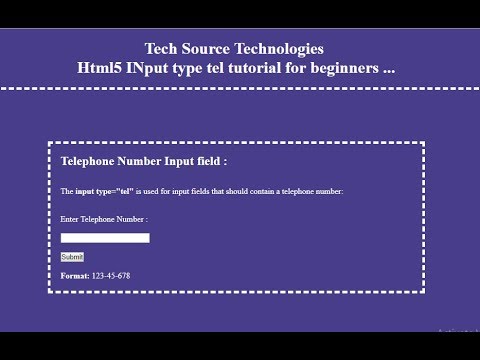 Html5 Input type tel | Input type = "tel" | Html5 Input types