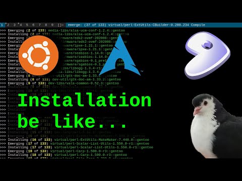 Typical installation of Ubuntu vs Arch vs Gentoo Linux...
