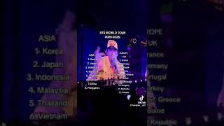 BTS World Tour 2025 Country List #bts #btsworldtour #bts2025 #btsworldtour2025