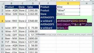 Excel Magic Trick 833: AVERAGEIFS function & Wildcards, Averaging With Multiple Conditions Criteria