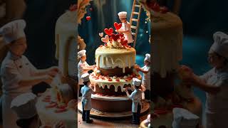 Strawberry 🍓 Cake #ytshorts #aiart #miniaiture #tinyworkers