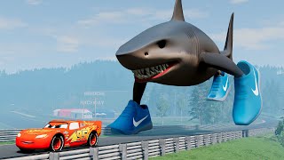 Epic escape from Lightning McQueen Spider Eater, Tralalero Tralala,  Mack Robot Eater |BeamNG.Drive