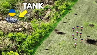 Leopard tank broke right into the Russian trenches