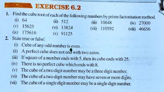 Class 8th maths l Exercise 6.2 l Chapter 6 l  Cube and Cubes roots l Ncert l Solution l Mathematics