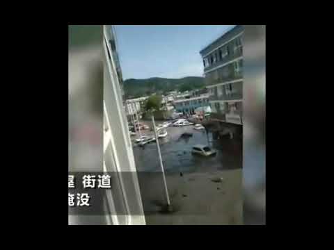 【Hui Yu揭露】陕西延安一水坝突然溃坝，洗煤厂及街道被淹，黑水横流