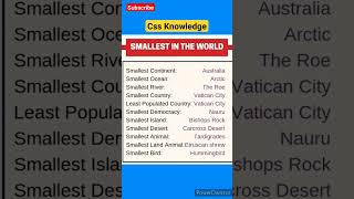 Smallest in the World #cssmcq #Css #Pms #pcsexam #competitive #Exam #mcqs