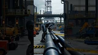 FUTURE ROBOT WORKING ON A PIPELINE.