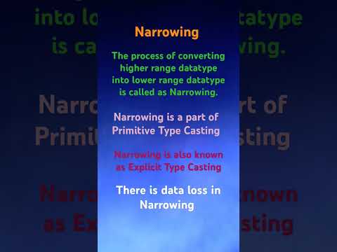 what is Narrowing in java? #java #typecasting #narrowing #javabasics