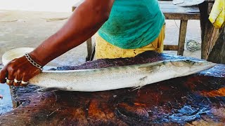 Cutting Huge Barakuda Fish | Fish Cutting Skills | Knife Skills Sri Lanka