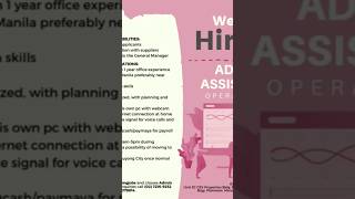 HIRING: Admin Assistant - Operations | WFH Fixed Salary + Incentives Apply: tinyurl.com/omgjobs #WFH