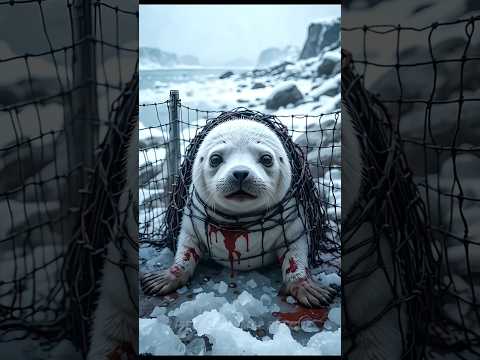 Trapped and Crying: Seal Pup Caught in Coastal Fencing #rescue #shorts