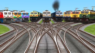 9 Trains Crossing By Daimond❇️Railroad Tracks || indian railways beamng drive #beamng #train #gamer