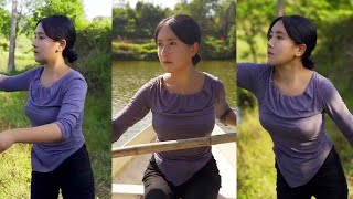美女小胖今天去河里钓了俩条大鱼，太安鱼你们吃过吗？口感细腻非常美味了！【唐小胖】