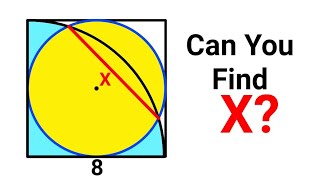 Can you find the value of X? (square, Circle, quarter circle) #geometry #maths #mathematics 