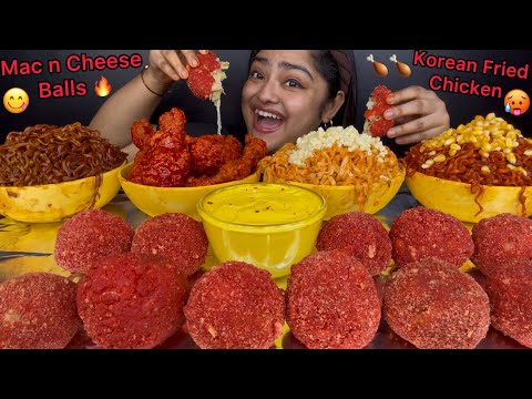 CHEETOS MAC N CHEESE BALLS, SPICY KOREAN FRIED CHICKEN, BLACKBEAN NOODLES, CARBONARA NOODLES | ASMR