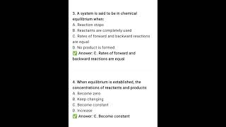 #class9th #chapter 9 chemical equilibrium solved mcqs &short questions