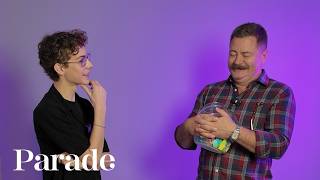 Nick Offerman and Jacob Tremblay Talk Megan Mullally and NYC Subway Horror Stories