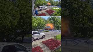 Massive truck explosion rocks suburban Chicago neighborhood, injuring driver #shorts #us #news #cam