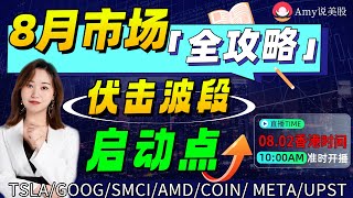 「Amy 直播间」8月市场全攻略！ 伏击波段启动点！ #股票  #美股投资 #美股分析   #道指  #投資 #k线 #美股 #短线    #tsla#coin#Google#smci#meta