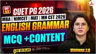 CUET PG English Grammar | MCQ Session for CUET PG MBA, NIMCET, MAT, MHCET MBA & MCA 2026 | DAY 02