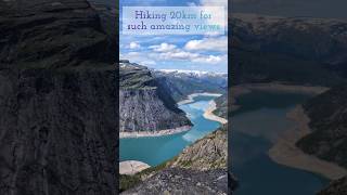 Famous hike in Norway | Trolltunga | Troll's Tongue🏔️ #hiking #norway #nature #travel #europe