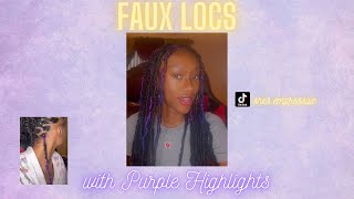 Low-Tension Faux Locs | 24 inch | Purple/Blue Highlights |
