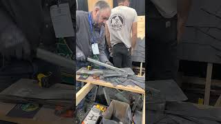 Cutting roofing slate at IRE. #roof #roofer #roofershelper